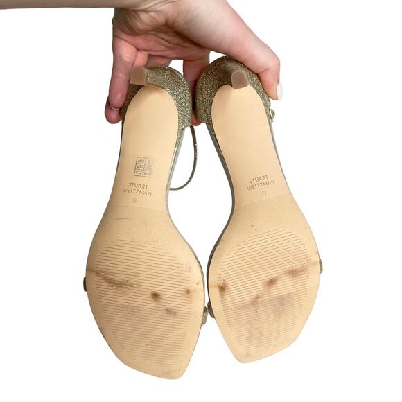 Stuart Weitzman Amelina Giltter Sandals 6 - Picture 8 of 10